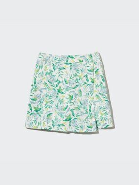 Uniqlo Linen Skort With Pockets / Floral Linen Skirt
